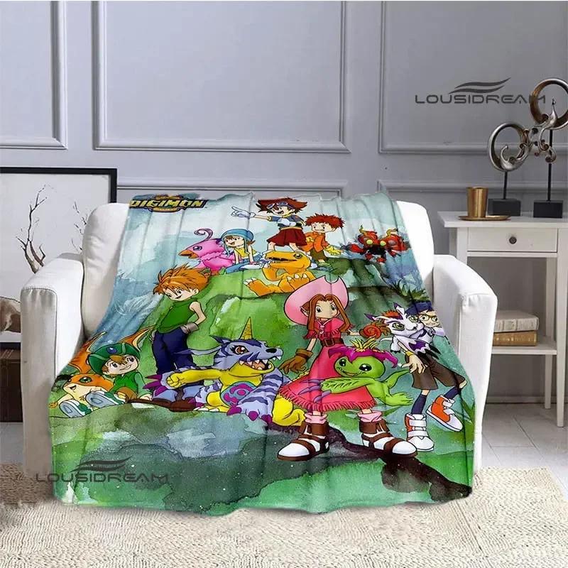 Coperta stampata cartone animato Digimon Coperta in flanella Coperta calda coperta da picnic Coperta da casa da viaggio fodere per letto Regalo di compleanno