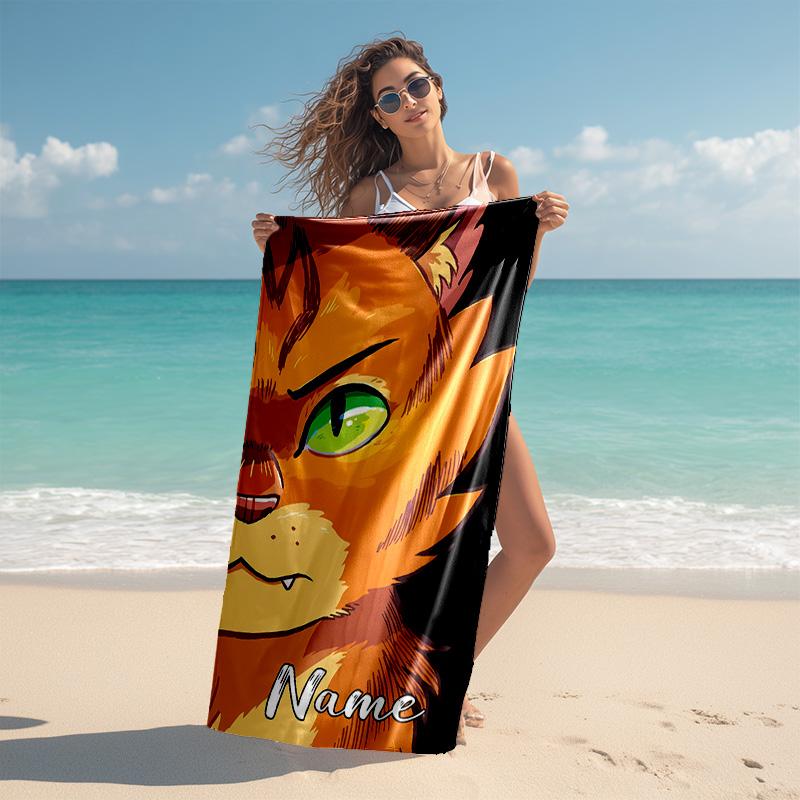 Personalized customized proof beach towel with Warriors Cats pattern - soft, absorbent,quick-drying,perfect swimming,camping&bathing