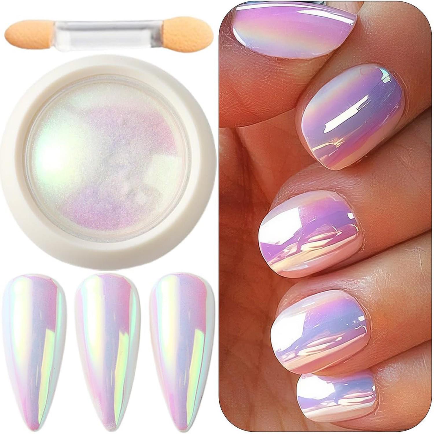 Пигментная пудра для нейл-арта  Сказочная Аврора , серия CW - Блестящий горячий стиль