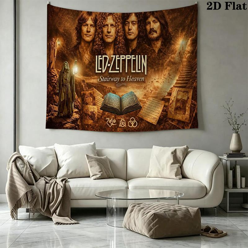 Led zeppelin Wall Tapestry Aesthetic Wall Hanging Printed Fabric Blanket Decorative Tapestries for Bedroom Living Room Home Decor