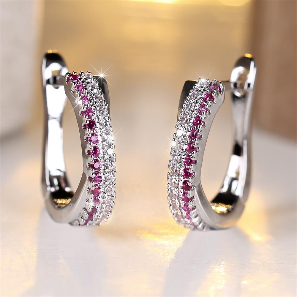 

Милі сині червоні сережки-кільця з трояндами, зелений кристал, різнокольорові циркони для жінок, вінтажні, сріблястого кольору, весільні прикраси