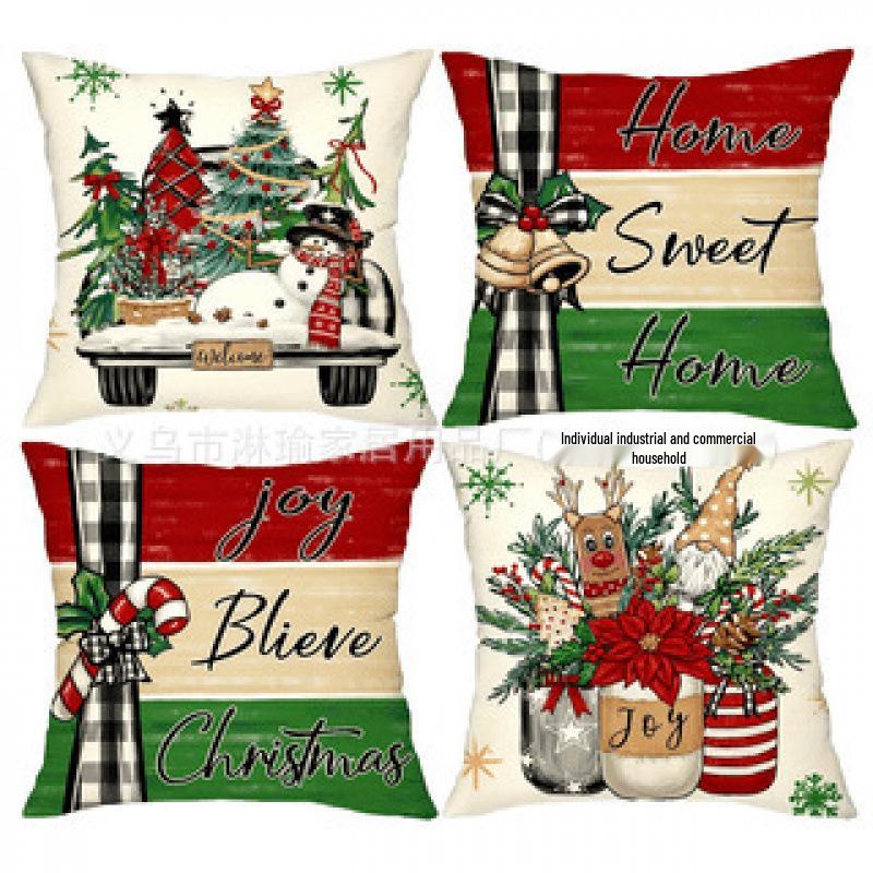 Christmas Linen Pillowcase: Home Sofa Decor & Car Lumbar Support Cushion Cover