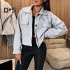Fall Winter Women Jacket Turn-down Collar English Style Chest Pockets Windproof Outwear Single-breasted Solid Color Button Closure Commuting Daily
