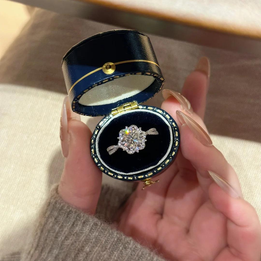 Light Luxury High-End Temperament 2-Carat Eight Hearts And Eight Arrows Super Flash Zircon Ring Slightly Inlaid With Diamonds Princess Elsa Ring adjustable opening