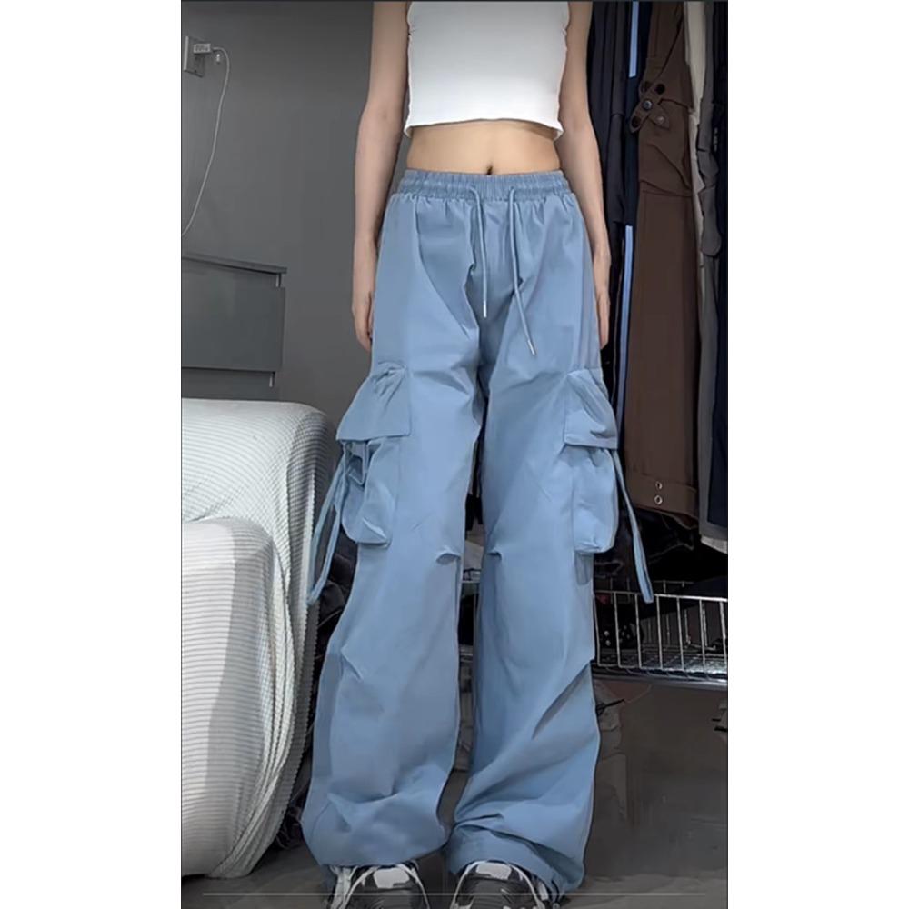 American Retro Hot Girl Cargo Pants, Women Loose Hip Hop Streetwear Trousers, Trendy Wide Leg Casual Dance Long Pants