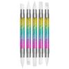 5-Piece Double-Ended Nail Art Silicone Pen Set with Rhinestones - Hollow Carving, Embossing, Smearing, and Mirror Powder Brushes.