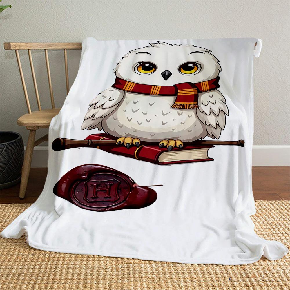 1pc Hogwarts Owl Delivery Outdoor Flannel Throw Blanket All Season Soft Warmth,Home Decor 1031187
