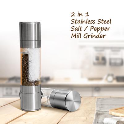 2019 hohe Qualität 2 In 1 Edelstahl Manuelle Pfeffer Salz Gewürzmühle Grinder Küche Gewürz Kochen Werkzeuge Unterstützung Großhandel