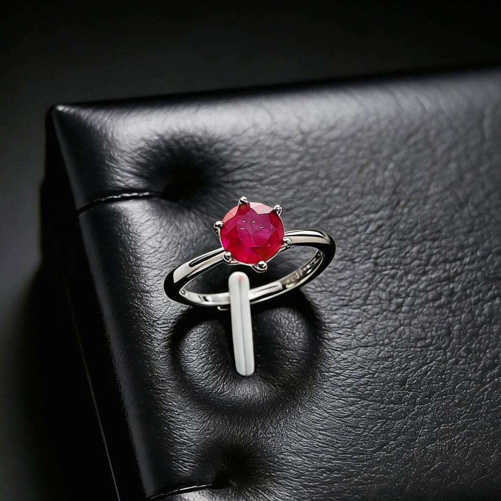 Jewelry Simulation One Carat Ruby Emerald Ring Light Luxury Classic Six-Claw Red Corundum Ring