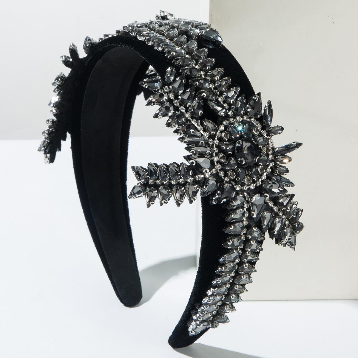

Хрустальные стразы Повязки на голову Женские Девичьи Блестящие сверкающие повязки на голову Расшитая бисером повязка для волос Праздничные свадебные аксессуары для волос Черный Белый