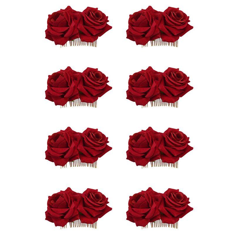 

TEXU 8X Rose Flower Hair Clip Slide Flamenco Dancer Pin Flower Brooch Lady Hair Styling Clip Hair Accessories красный