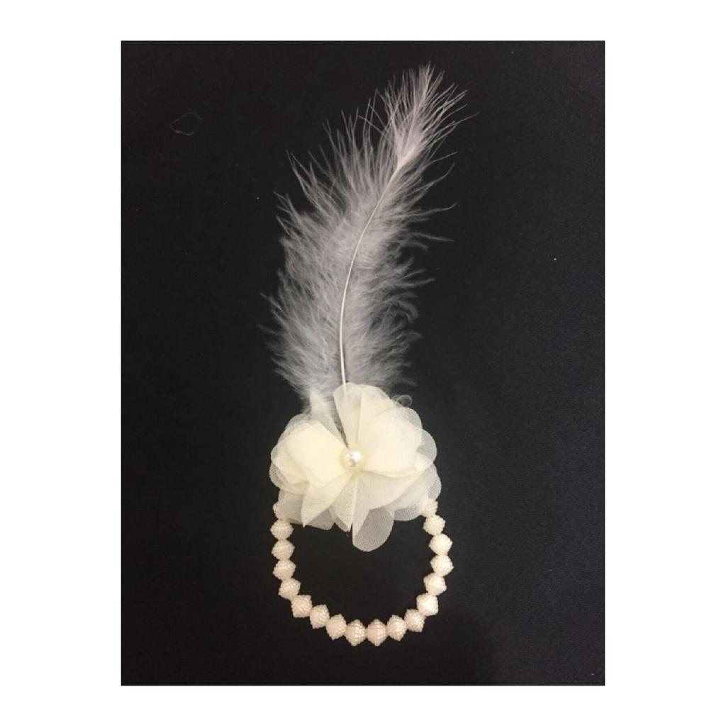 1 Piece Bride's Crown And Bracelet 10 Pieces Bridesmaid Bracelet With Pearls And Feathers