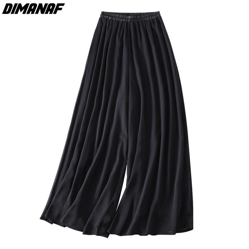 DIMANAF Plus Size 2021 Women Linen Pants Elastic Vintage Korea Basic Female Solid Fashion Slacks Wide Leg Oversize Loose Pants