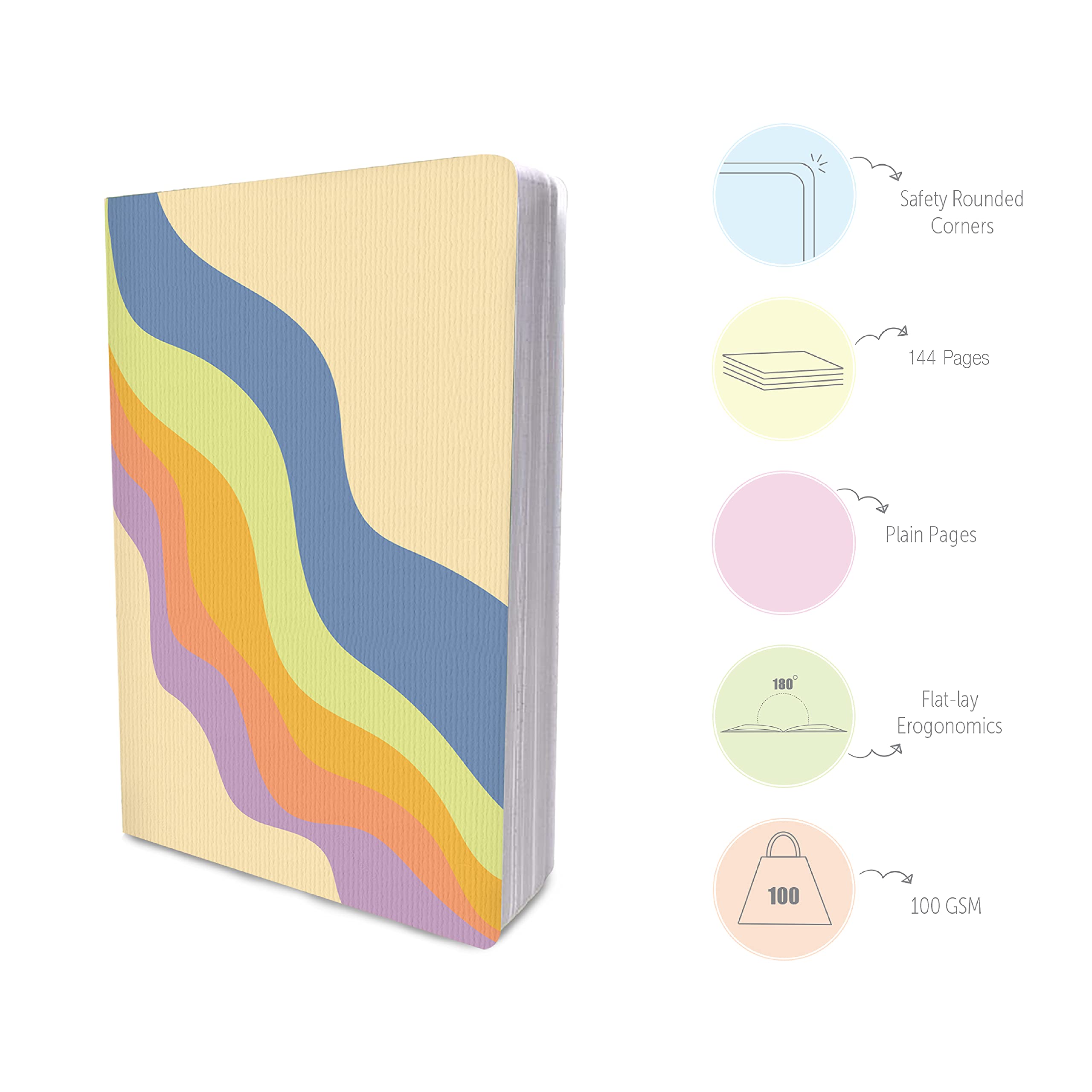 Factor Notes 90 Gsm A5 Notebook: Plain | 160 Pages (The Retro In Pastel) A5