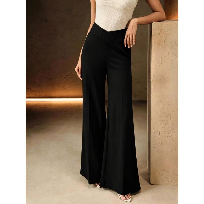 Pantalones Casuales Largos Acampanados Lisos de Cintura Alta Adelgazantes para Levantar Glúteos
