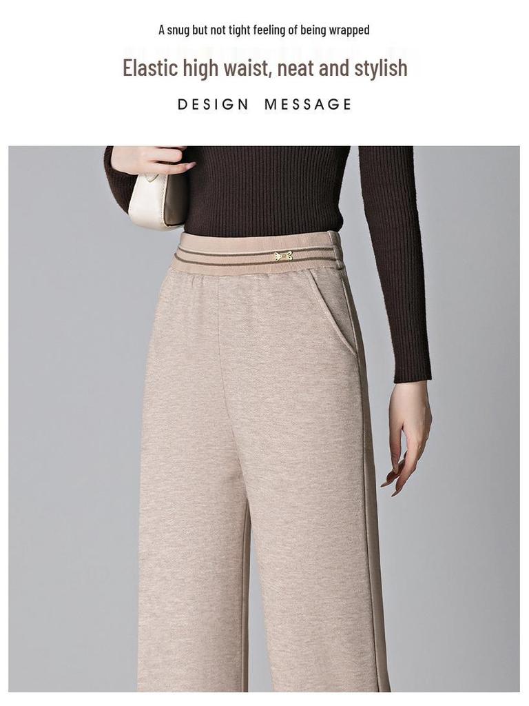 Mom's 2025 Autumn High-Waisted Elastic Wool Pants for Women - Middle-Aged & Elderly