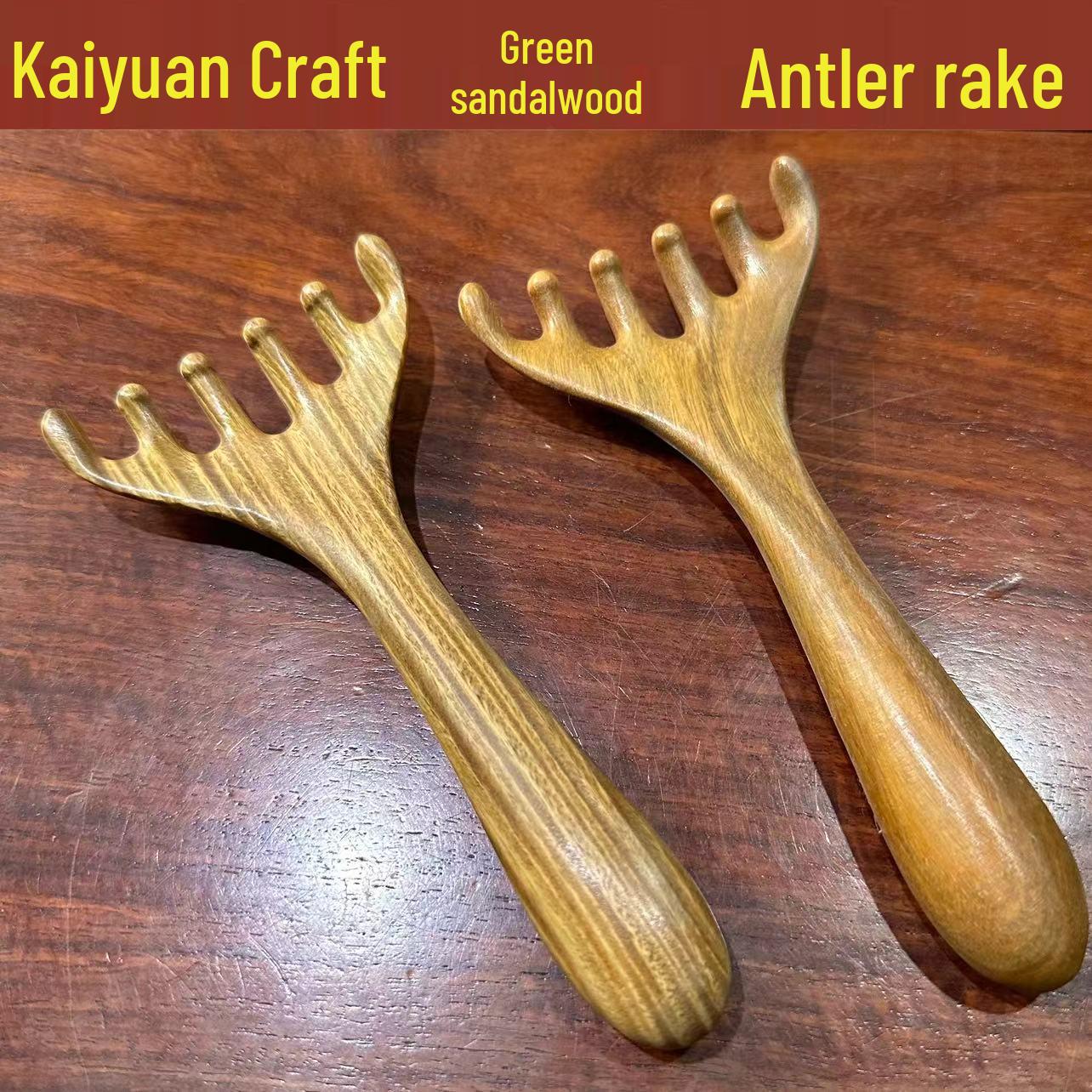 

Argentina Green & Gold Sandalwood Massage Comb Gold Silk Sandalwood Antler Rake