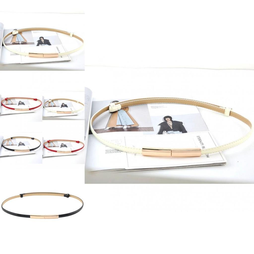 Fashionable Solid Color Gold Buckle Decoration Women Casual Slim Waist Belt For Fashion Dresses