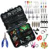 188pcs Fishing Accessories Kit with Tackle Box Pliers Jig Hooks Swivels Snaps Sinker Sliders Beads Supplies Including Hook