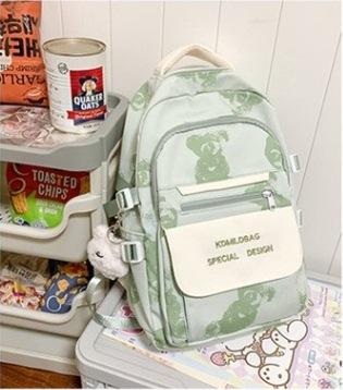 Schoolbag Korean version ins schoolbag female college student cute bear print backpack high school junior high school student large capacity backpack