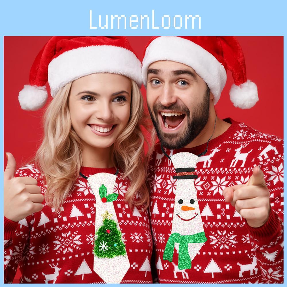 Charming Christmas Tie For Children With Colorful Santa Claus Reindeer And Festive Snowman