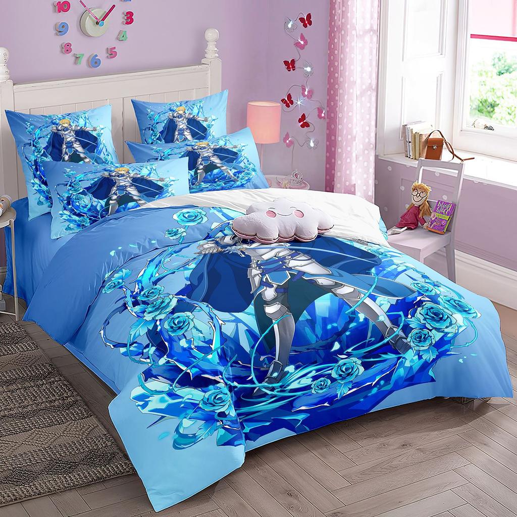 Cartoon Sword Art Online Bedding Sets,Japanese Anime Art Online Duvet Cover Pillowcase For Teenagers And Children Bedroom Decora