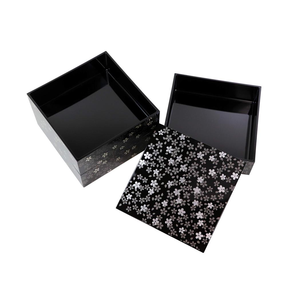 Osaka Choseido Sakurabi Black Yamanaka Lacquer Box with Original Cooler Bag Perfect for Sports Days and New Eve Meals 3-Tier (15cm) - Year's