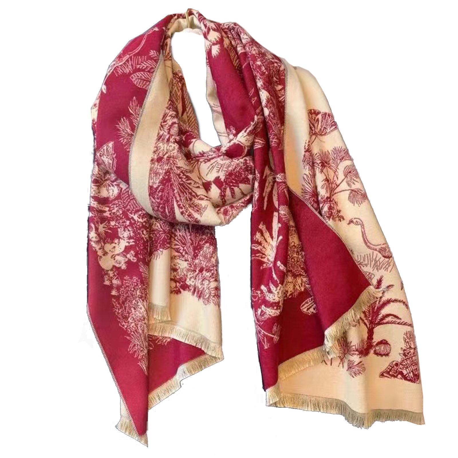 Floral Pashmina Shawls And Wrap Women Warm Shawls And Wraps Winter Scarf Shawl Wool Pashmina Shawl For Evening Dress 1 красный