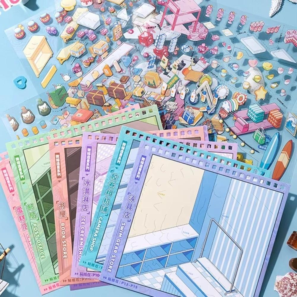 Store Code Goods 3D Scene Sticker PET Material Sticker Book Miniature Scene Sticker Bakery Scene