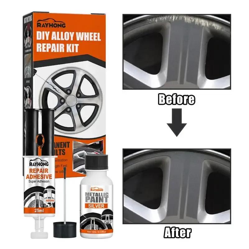 

DIY Alloy Wheel Repair Kit Wheel Scratch Repair Kit Wheel Scratch Repair Kit For Damage To Alloy And Steel Wheels Auto Rim Dent 1pcs