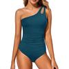 Women’s Modest One-Piece Swimsuit, One Shoulder Bikini Swimwear, Monokini Bathing Suit for Hot Spring