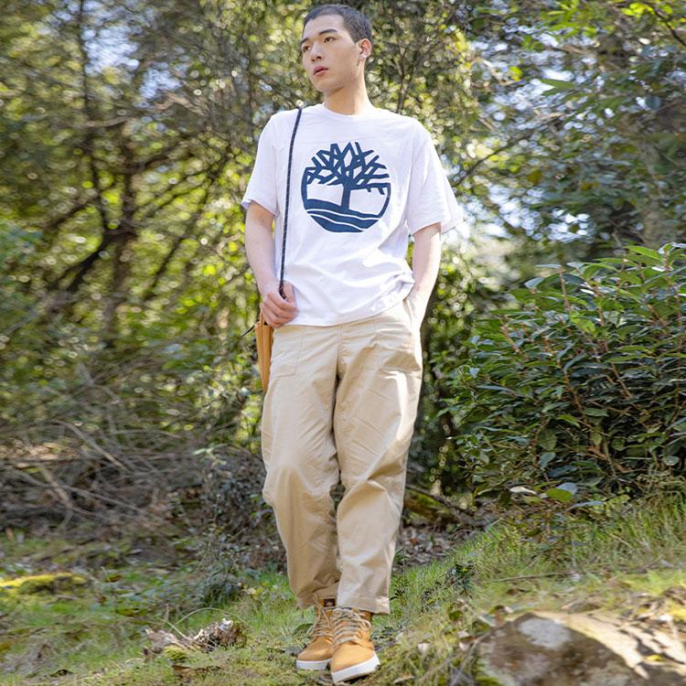 Timberland Logo Print Breathable T-Shirt Men Tops White A6281-100