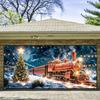 1 Festive Christmas Train and Tree Garage Door Banner Vibrant Holiday Scene Christmas Decoration