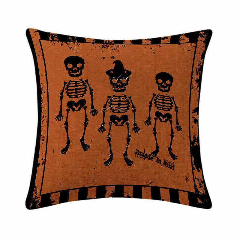 Cotton Linen Halloween Sofa Decor Cushion Cover With Stylish Pumpkin Design