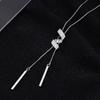 Silver Long Tassel Threaded Pendant Necklace for Women Simple Clavicle Chain Party Jewelry Accessory Gifts