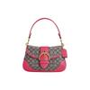 Soho 27 Classic Monogram Magnetic Closure Fabric And Leather Half Moon Shoulder Bag Women Shoulder Bag Strawberry-Red Gray CJ814-B4QDV