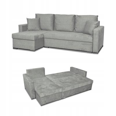 Bella Corner Sofa Bed with Sleeping Function, Corner Sofa, Family Furniture, Grey Velvet