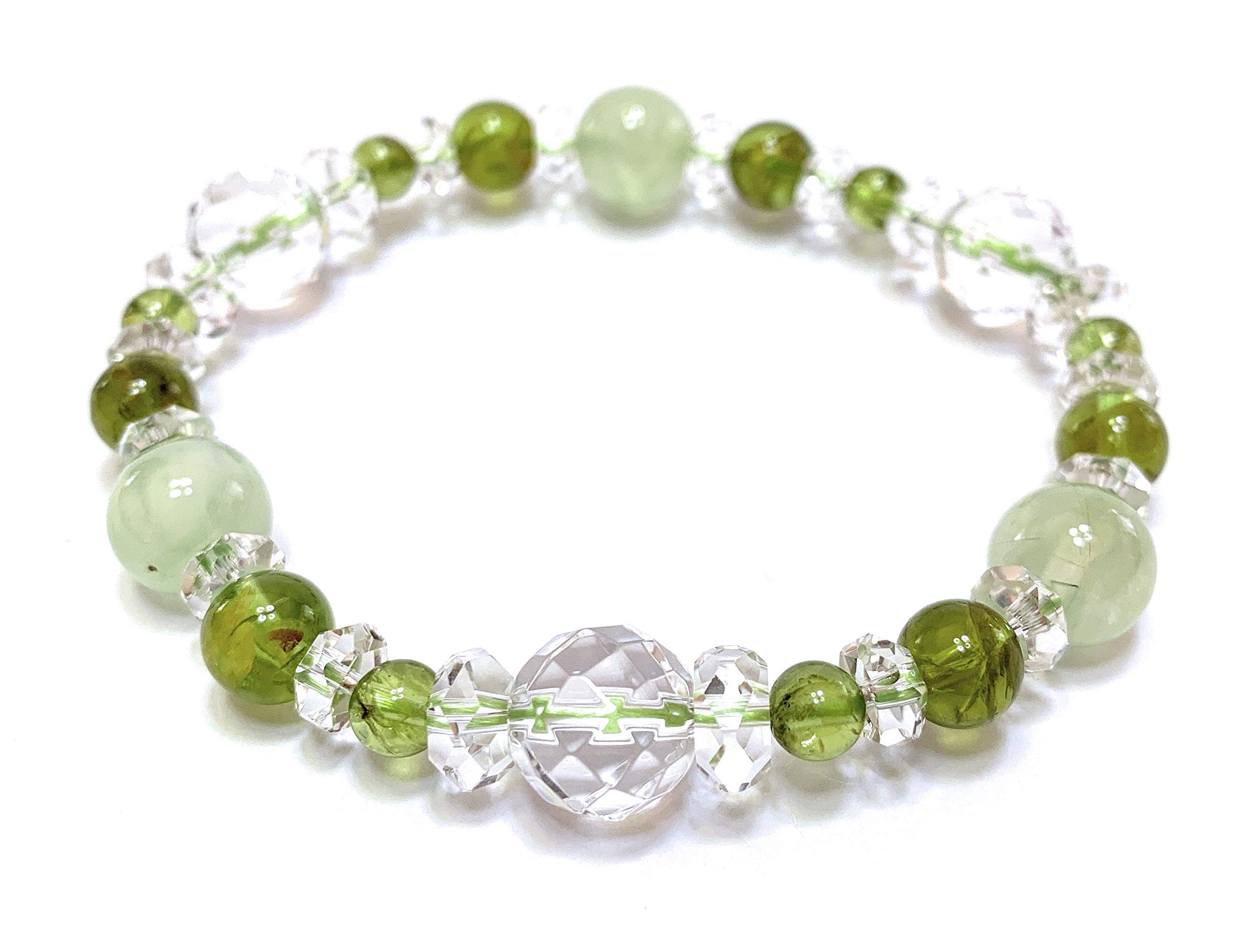 

Браслет з натурального внутрішнього каменю, силового каменю, мети кохання 2025, щасливий зелений [Malline] удача, досягнення, зцілення, перидот, кристал, преніт,