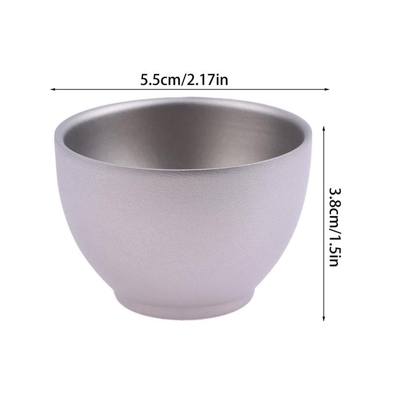 1/4Pcs Double-Layer Small Tea Cups Pure Titanium Outdoor Portable Traveling Picnic Cookware Single-Person Tea Cup Hiking Tea Cup