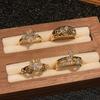 Medieval Retro Full Diamond Zir*****Pen Ring Women'S Daily Wear Gentle Wind Niche Design Ring