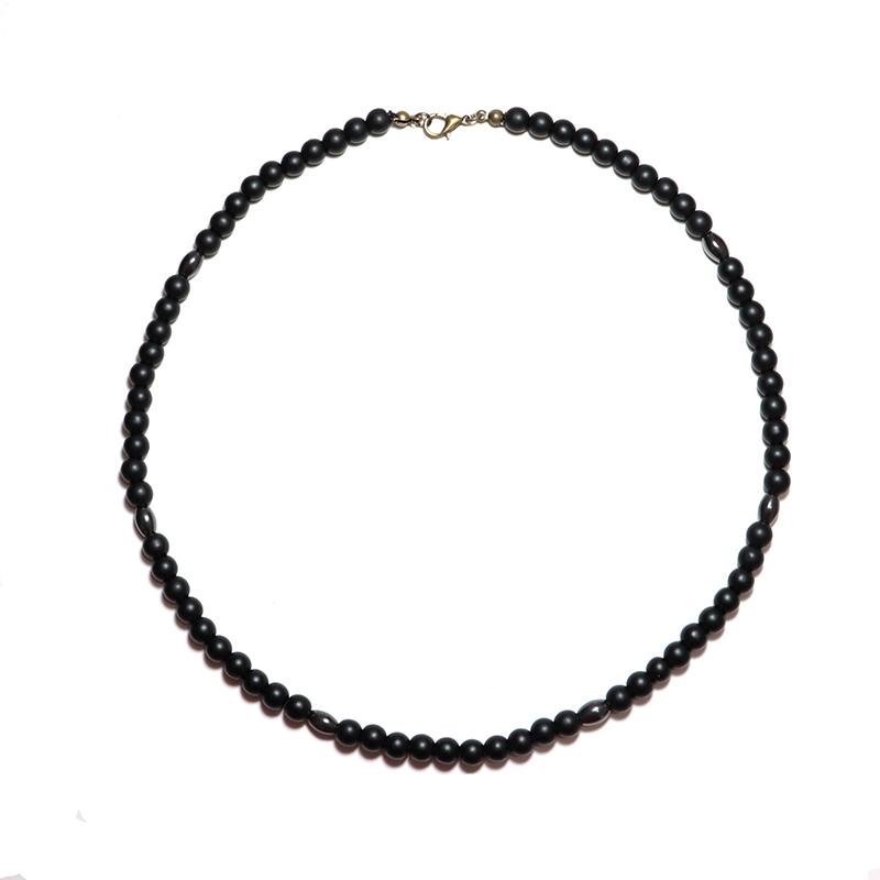 

Minimalist Choker Necklace For Men Boy 6mm Small Beads Natural Map Onyx Tiger eye Stone Necklace Hombre Punk Male Accessories
