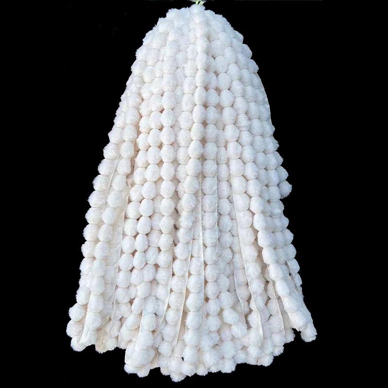 

3cm Faux Rabbit Fur Ball Strips Soft Cute Stringing Balls for DIY Clothing Accessories Home Textiles Pillow Trim Curtain Decor 3M
