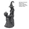 Tabletop Witch Decoration Halloween Statue, Gothic Figurine with Pumpkin And Book, Matte Black Themed Gifts Sculpture, Mantel Shelf Desk Decor,