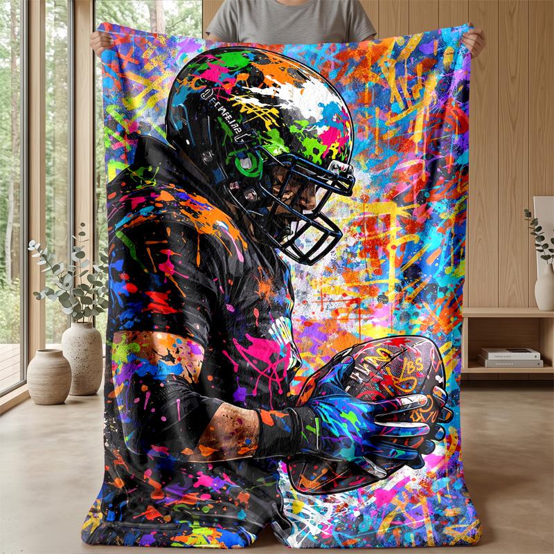 Golden Football Design Theme blanket Lightweight Warm Flannel Blanket Decorative Throw Blanket for Home Decoration