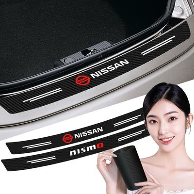 1 pièce Autocollant de protection de plaque de protection de pare-chocs arrière de coffre de voiture en fibre de carbone pour Nismo Tiida Sylphy Teana X Trail T30 T32 Almera Qashqai J10 J11