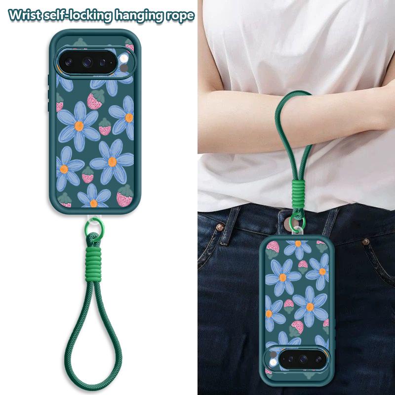 Butterfly Flowers Patterned Phone Case For Google Pixel 10 9 Pro XL 10 9 Pro Pixel 8A 7A 8 7 Pro 9A Soft Silicone Lanyard Cover