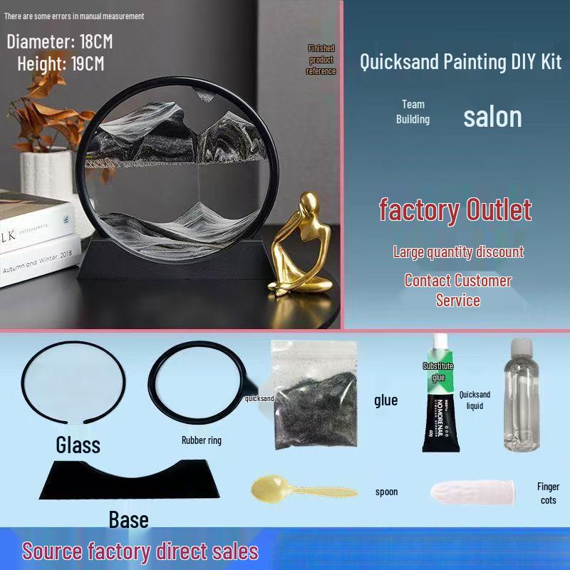 

DIY Quicksand Painting Kit: Creative Hourglass Ornament for Students, Kids, and Team Building Activities 7-inch Full Kit (Diameter 18CM)