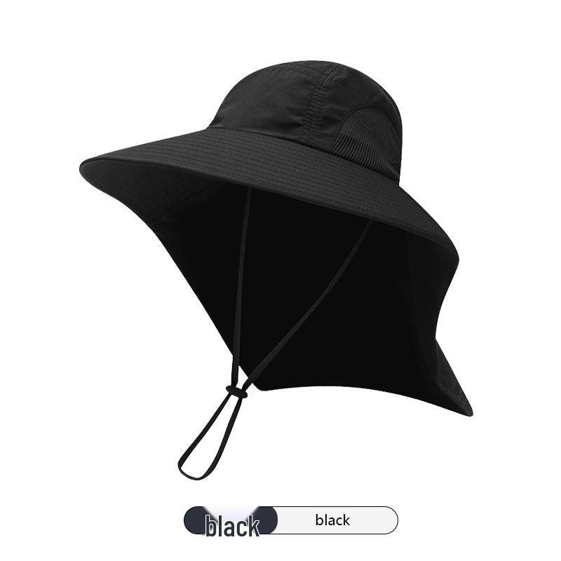 Men's Summer UV Protection Fishing Hat with Large Brim and Full Face Shield