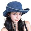 Anti-UV Mountaineering Caps Western Cowboy Panama Hat Portable Summer Bucket Hat  Camping Hiking