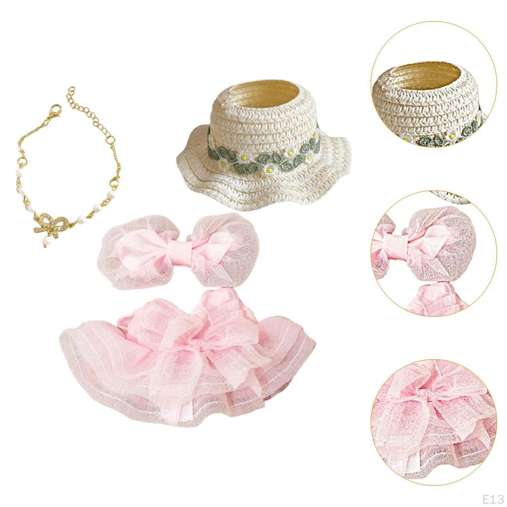 Girl Doll Clothes Bow Headdress Decor Tulle Dress Set for Dolls Age 57 810 Style A